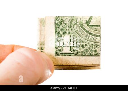 Ein schwer zerknitterter und zerschlagenes US-Dollar, eine Nahaufnahme von ausländischen Geldern Stockfoto