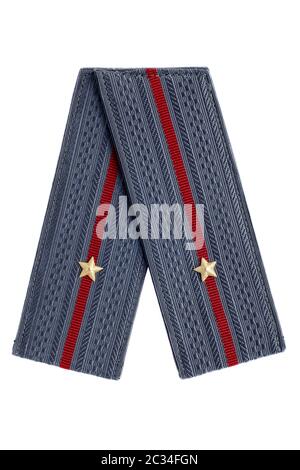 Polizeiuniform seit der Sowjetunion. Zweiter Leutnant der sowjetischen Polizei Stockfoto