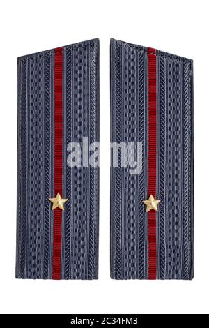 Polizeiuniform seit der Sowjetunion. Zweiter Leutnant der sowjetischen Polizei Stockfoto