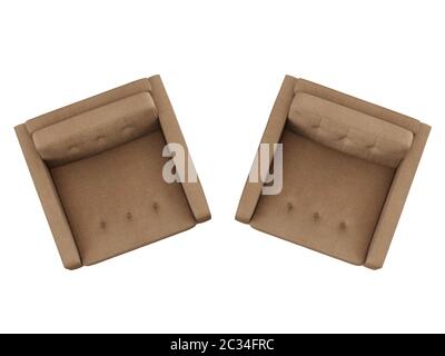 Sessel aus zwei Stoffen, 3D-Rendering Stockfoto