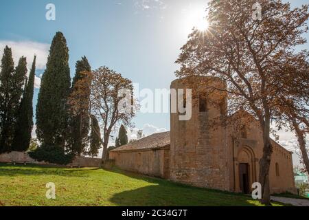 Die historische Kirche Pieve di Corsignano Pienza Toskana Italien Stockfoto