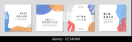 Verkauf quadratische Banner-Vorlage für Social Media Beiträge, mobile Apps, Banner-Design, Web-oder Internet-Anzeigen. Trendige abstrakte quadratische Vorlage mit bunten Co Stock Vektor