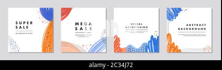 Verkauf quadratische Banner-Vorlage für Social Media Beiträge, mobile Apps, Banner-Design, Web-oder Internet-Anzeigen. Trendige abstrakte quadratische Vorlage mit bunten Co Stock Vektor