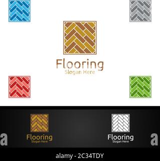 Bodenbelag Logo für Parkett Holz oder Vinyl Hartholz Granit Fliesen Vektor Design Stock Vektor