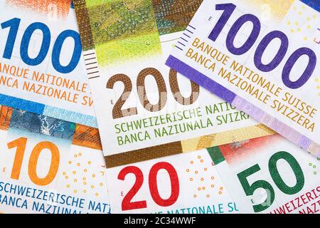 Schweizer Franken, ein Hintergrund Stockfoto