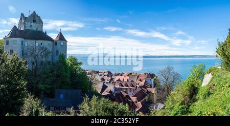 Meersburg, auch bekannt als die Alte Burg in Meersburg am Bodensee ist die älteste bewohnte Burg Deutschlands. Stockfoto