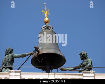 Die Mauren und die Glocke - Venedig, St Mark's Clocktower Stockfoto