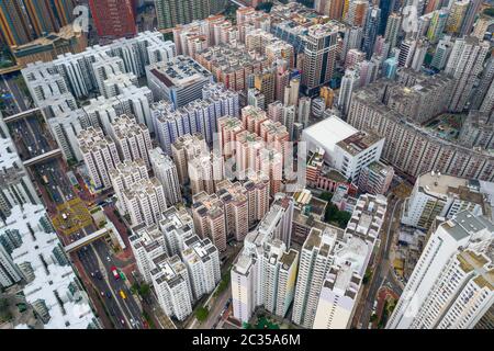 Hung Hom, Hongkong 12. Mai 2019: Blick von oben auf die Stadt Hongkong Stockfoto