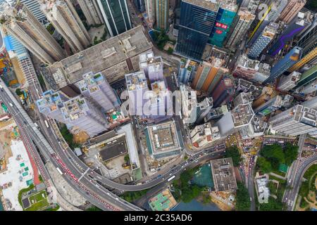 Tin Hau, Hongkong 01. Juni 2019: Blick von oben auf die Stadt Hongkong Stockfoto