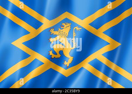 Flagge von East Lothian County, Großbritannien schwenkt Bannersammlung. 3D-Abbildung Stockfoto