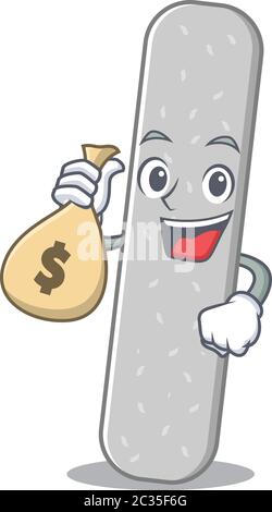 Verrückte reiche Cartoon Bild von Schmirgeltafeln mit Geldbeutel Stock Vektor