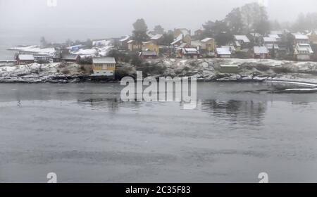 Oslofjord im Nebel Stockfoto