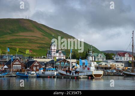 Fischerdorf Husavik Nord Island Stockfoto