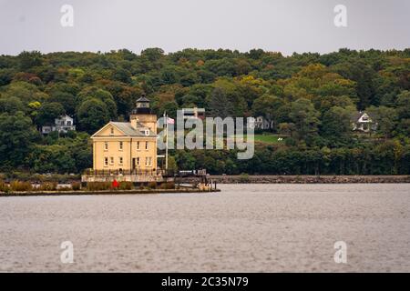 Rondout Leuchtturm Bahnhof Hudson River Kingston Point New York Stockfoto