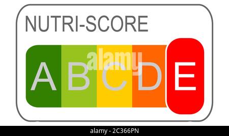 Nutri-Score Label Level E, 5-Farben Nutrition Label â €“ Illustration Stockfoto