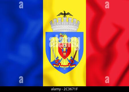 3D-Markierung von Bukarest, Rumänien. 3D-Darstellung. Stockfoto