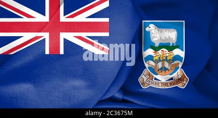 3D Flagge der Falklandinseln. 3D Illustration. Stockfoto
