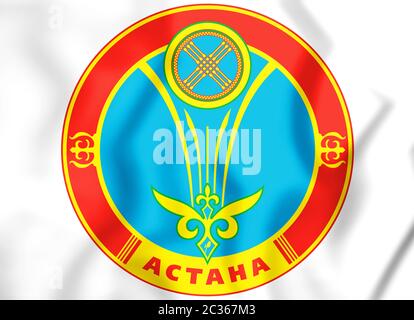 3D Astana Wappen, Kasachstan. 3D Illustration. Stockfoto