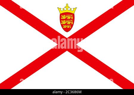 Flagge des Vereinigten Königreichs Insel Jersey im Ärmelkanal Stockfoto