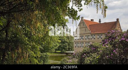 Burg Hülshoff Schloss, Geburtsort der Dichterin Annette von Droste-Hülshoff, Havixbeck, Deutschland, Europa Stockfoto