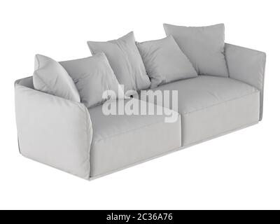 Graues weiches Sofa mit Kissen Stockfoto