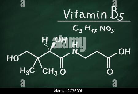 Strukturmodell des Vitamin B5 an die Tafel. Stockfoto