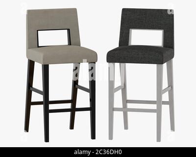 Zwei Barsessel auf weißem Hintergrund, 3D-Rendering Stockfoto