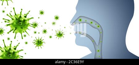 Mikroskopische Ansicht der Grippeviruszellen. Medizinische 3D-Abbildung Stockfoto
