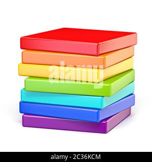 Rainbow bunte Würfel 3D-Render Abbildung auf weißem Hintergrund Stockfoto