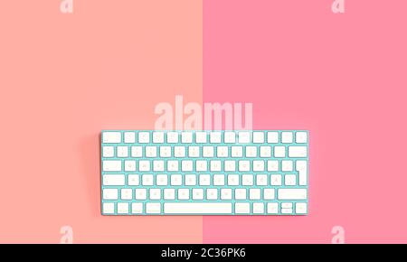 Moderne Computer Tastatur auf 2-farbigen Hintergrund in Flach Stil. 3D-Render Bild. Stockfoto