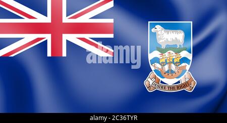 3D Flagge der Falklandinseln. 3D Illustration. Stockfoto