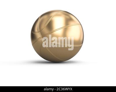 Goldfarbene Basketball auf einem weißen Hintergrund. 3D-Bild rendern Stockfoto