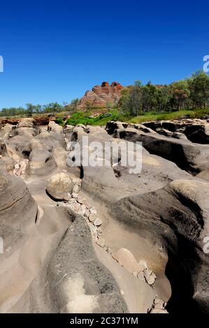 Landschaft des Purnululu National Park oder Bungle Bungles, Weltkulturerbe, im Outback von Western Australia. Stockfoto