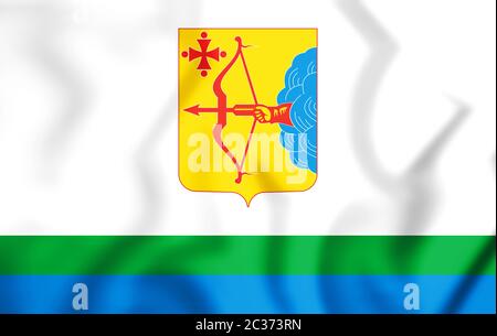 3D-Flagge von Kirov oblast, Russland. 3D-Darstellung. Stockfoto