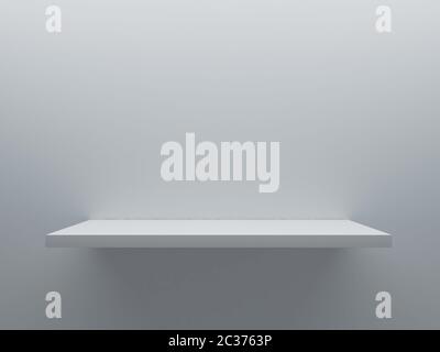 Leeres Regal Ständer an der Wand 3D-Rendering Stockfoto