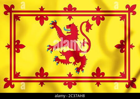 3D-Royal Standard von Schottland. 3D-Darstellung. Stockfoto