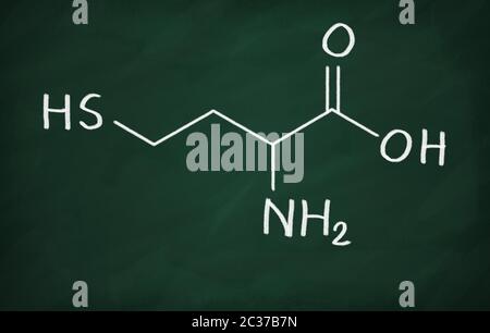 Chemische Formel von Homocystein auf einer Tafel Stockfoto