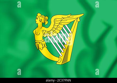 Grüne Harfe Flagge von Irland. 3D Illustration. Stockfoto