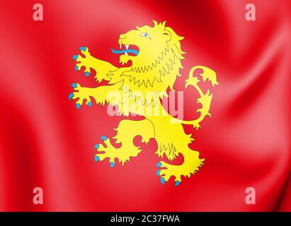 3D-Flagge von Rzhev (Oblast Twer), Russland. 3D-Darstellung. Stockfoto