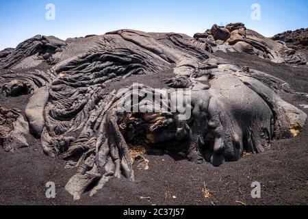 Details zum Lavastrom auf dem Vulkan Pico do Fogo, Kap Verde, Afrika Stockfoto