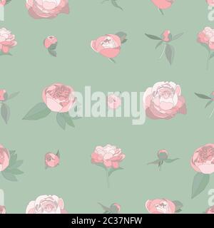 Vektor botanischen nahtlose Muster. Pfingstrose flacher Stil botanische Blume Konzept Stock Vektor