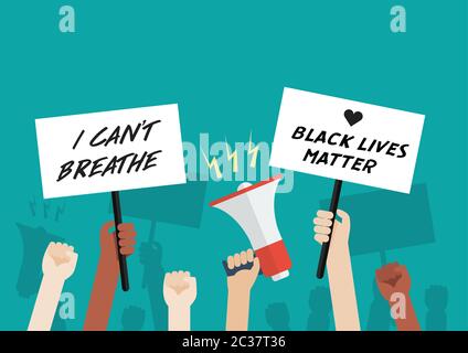 Schwarze Leben Sind Wichtig. Menschenmenge Protestierende. Vektorgrafik Stock Vektor