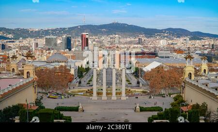 Morgen in Barcelona Plaza de Espana, Plaza de Spain. Barcelona, Spanien Stockfoto