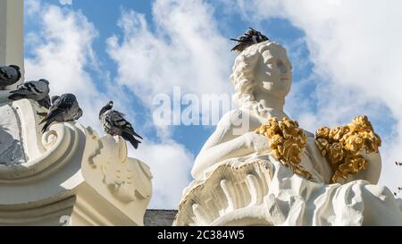 TRIER, DEUTSCHLAND - 13. September 2019 - der Sankt Georgsbrunnen (kurz: Georgsbrunnen) ist ein Brunnen im Trierer Stadtteil Gartenfeld. Es gilt als o Stockfoto
