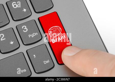 Computer Tastatur mit Gehirn Schlüssel Stockfoto