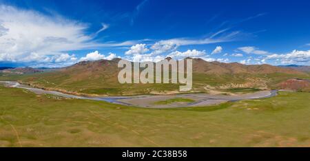 Luftbild zum Orchon-Tal Mongolia Stockfoto