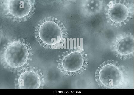 Virale Struktur. Das virale Teilchen besteht aus einem Nukleinsäurekern (DNA oder RNA), der von einem Proteinmantel umgeben ist. Konzeptioneller Veranschaulichungsvirus. 3D i. Stockfoto