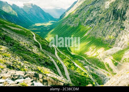 Blick auf den berühmten Trollstigen in Norwegen Stockfoto