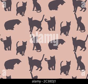 Nahtlose Mustersilhouette der Katze Stock Vektor