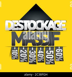 Destockage: französische Übersetzung für lagerabbau Banner, Flyer oder Poster Design Vorlage Stock Vektor
